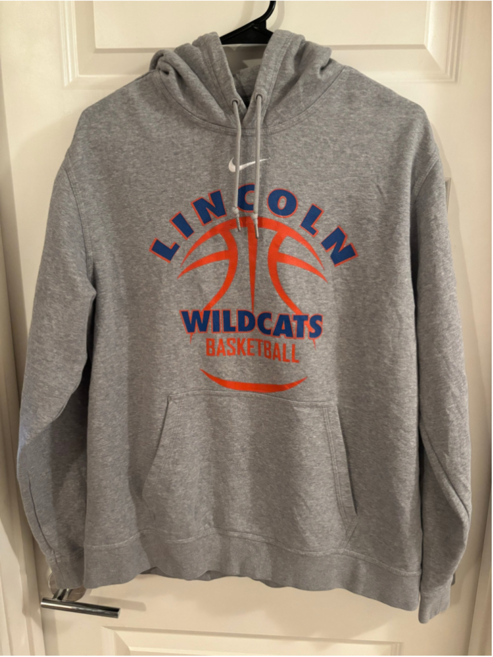 Nike Team Club Fleece Hoodie Grey Lincoln Wildcats Basketball Pullover Sz M 2015